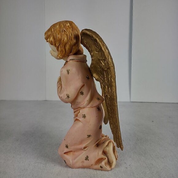 Vintage Lello Kneeling Angel Figurine Large Gold Wings Italy 5501 8 inches Tall - Picture 4 of 8